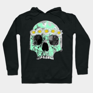 Mint green skull with daisies Hoodie